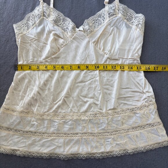 Adonna Womens Camisole Slip Lingerie Size 36 Beige Lace Accents Nylon - Picture 6 of 7